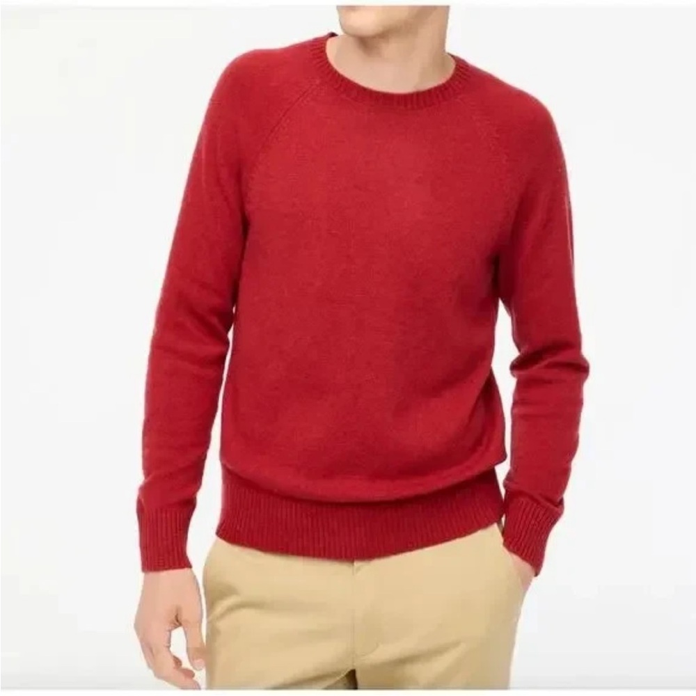Men’s J. Crew Red Super Soft Lambs Wool Blend Long Sleeve Sweater M NWT